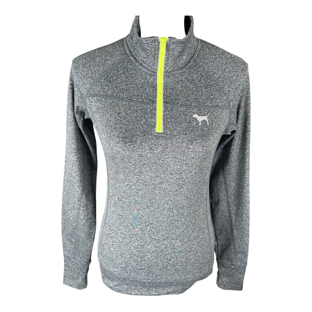 PINK‎ by Victoria Secret 1/4 Zip Gray PULLOVER With Thumb Holes Size XS